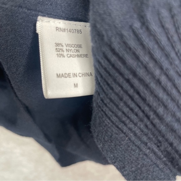 Brochu Walker Asymmetrical Knit Cashmere Blend Turtleneck Sweater In Blue Sz M - Picture 6 of 7